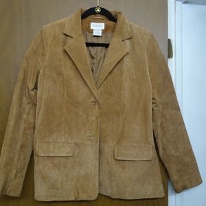 Womens Brown Leather Blazer, Size 12